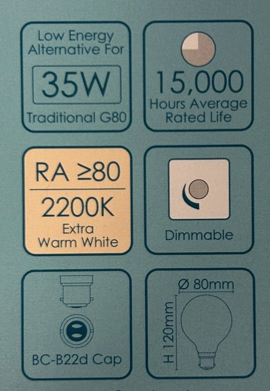 LED Globe Filament Bulb BC-B22d - Antique Bronze