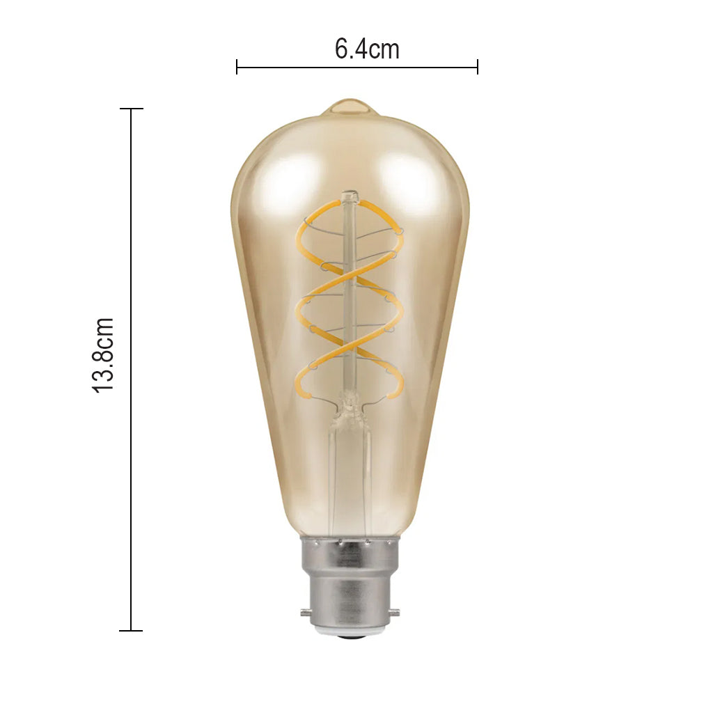 LED Spiral Filament - BC B22d Bulb Antique Bronze