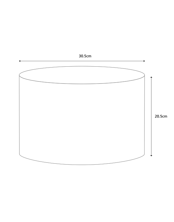 Simple line drawing showing the diemsnions of the raj ochre yellow pendant lampshade