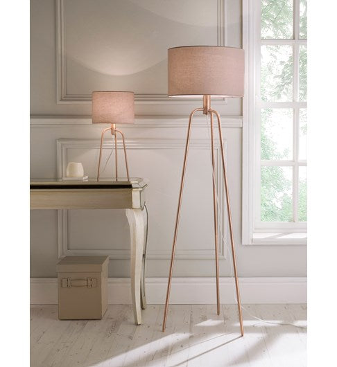 Jerry Floor Lamp Antique Copper Tripod Floor Lamp Village at Home
