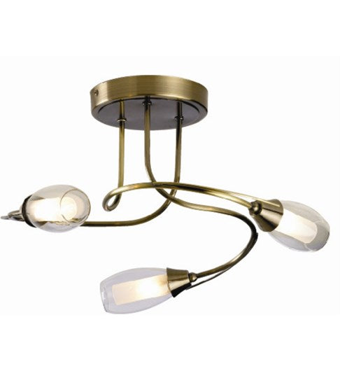 Iris 3 Light Ceiling Fitting Antique Brass Multi Light Fitting ...
